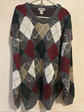 NEW VTG Windridge Men 2XLT Argyle Sweater 90s Grandpa Core Acrylic Plaid Knit